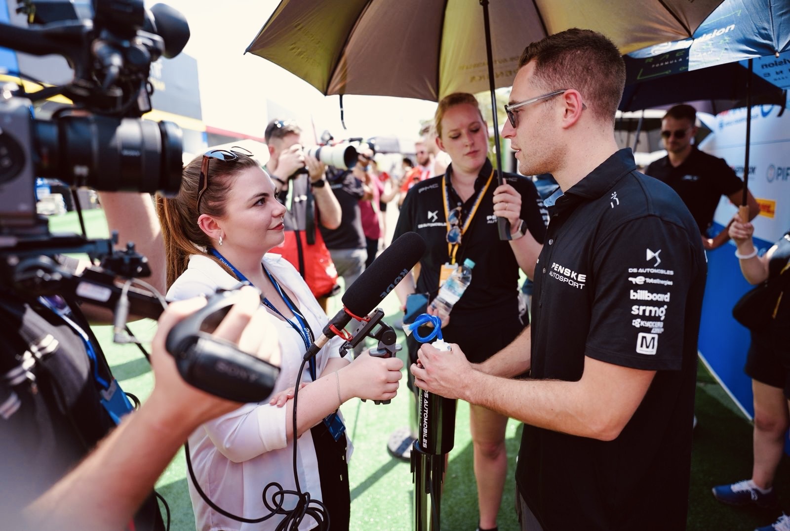 A photograph of me interviewing driver Stoffel Vandoorne.