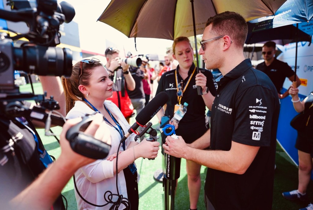 A photograph of me interviewing driver Stoffel Vandoorne.